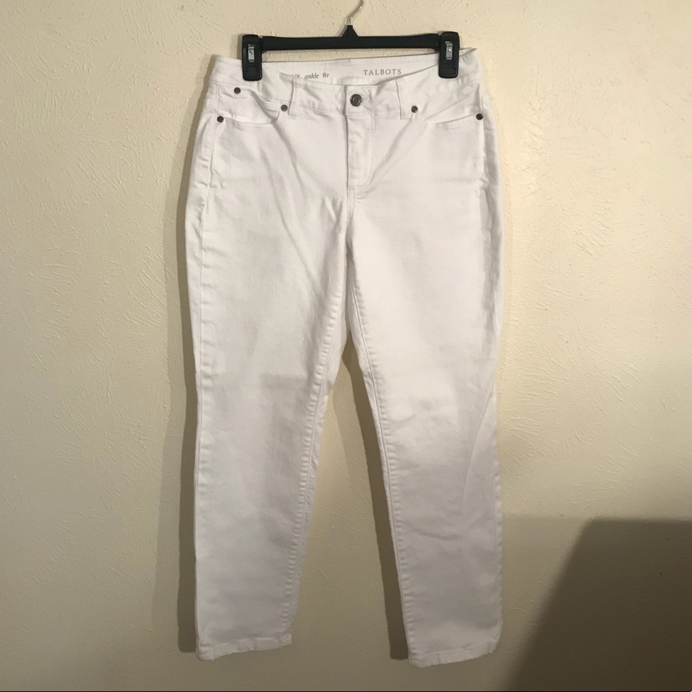 white talbots curvy ankle jeans